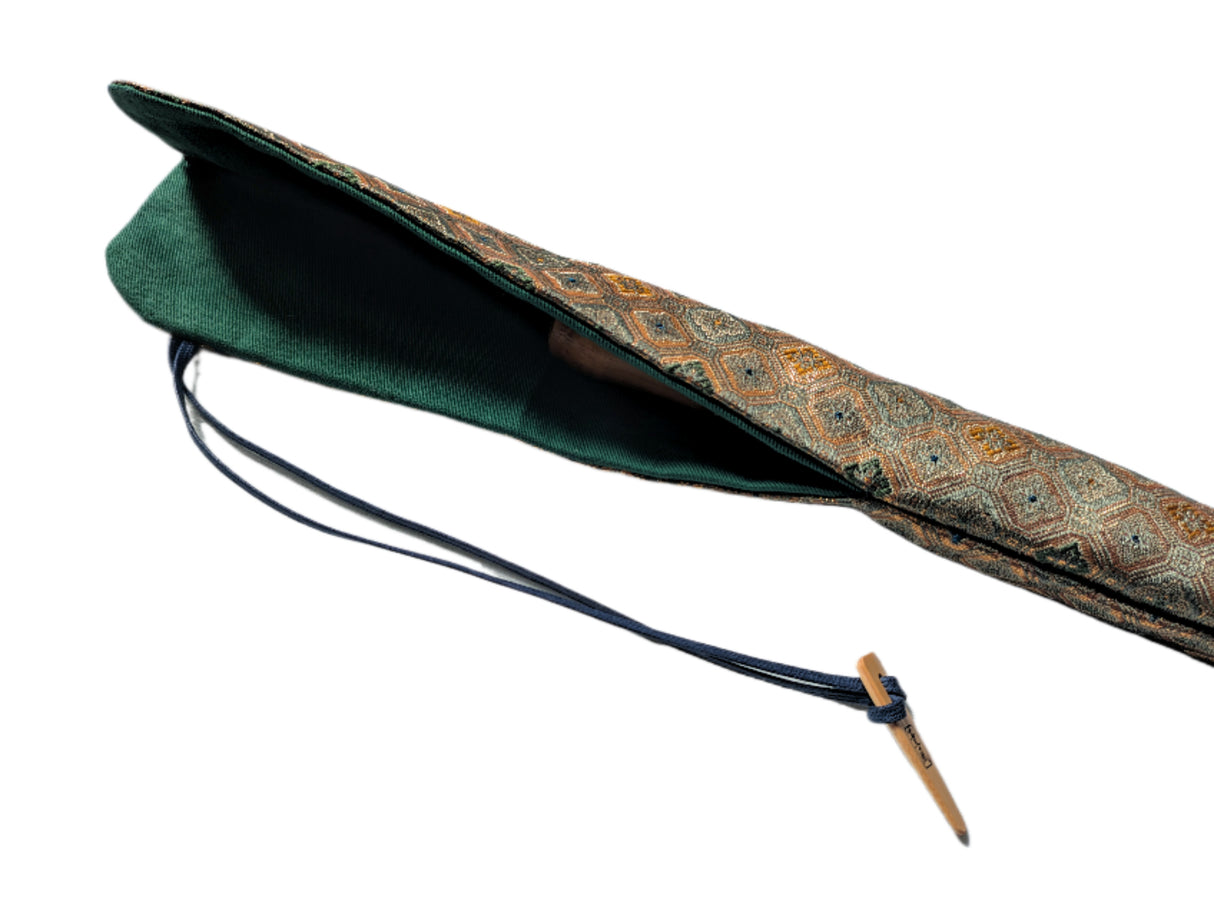 Handmade Shinobue Carrying Sleeve – Traditional Japanese Kimono Fabric Case | Green P-B-B04