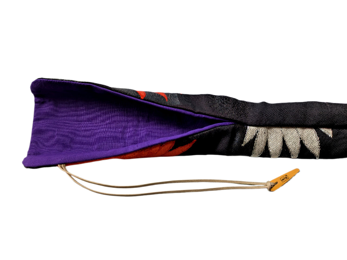 Handmade Shinobue Carrying Sleeve – Traditional Japanese Kimono Fabric Case | Black P-B-B06